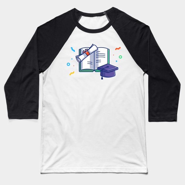Thesis Book, Graduation Hat And Certificate Cartoon Baseball T-Shirt by Catalyst Labs